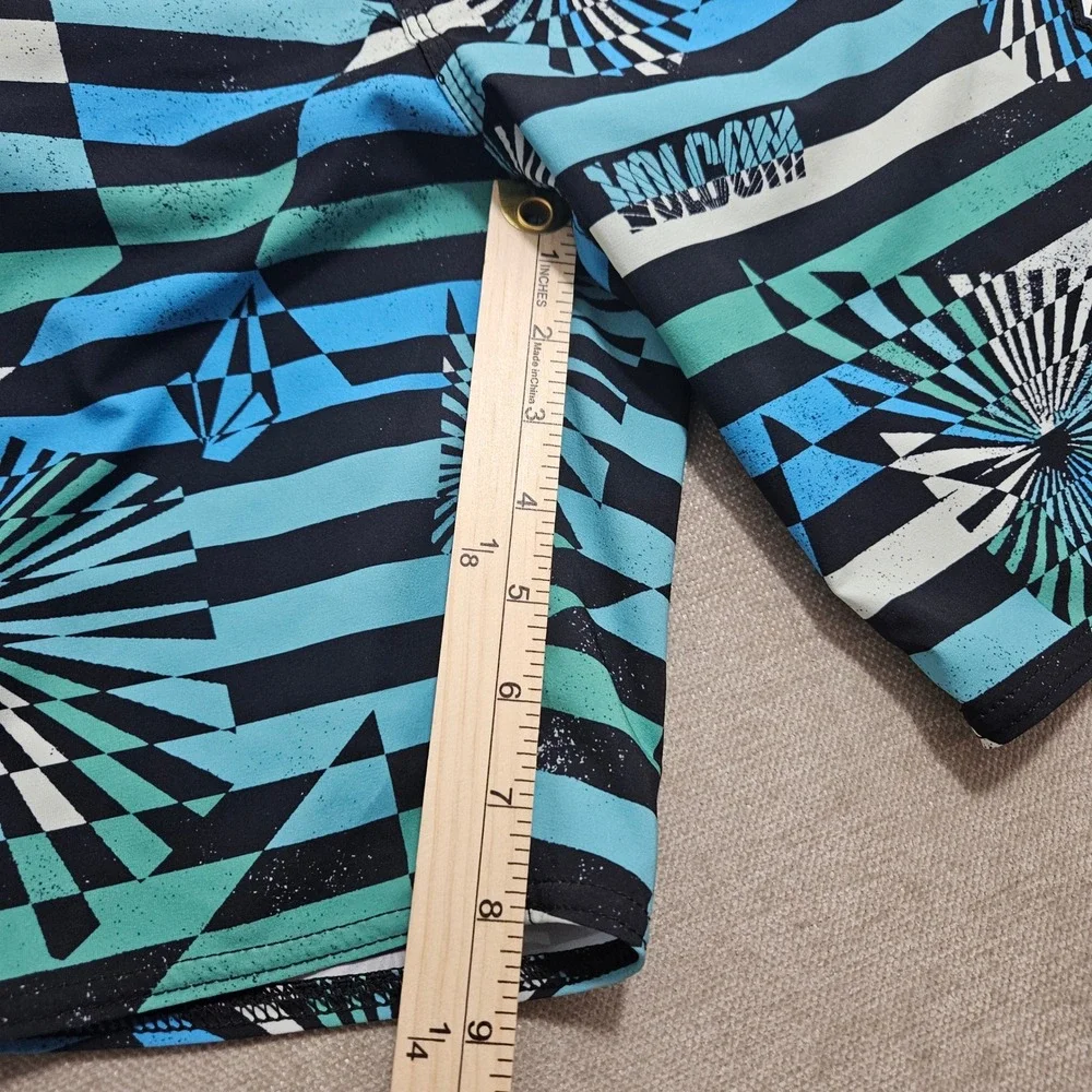 Volcom Mod-Tech Board Shorts Mens 28 Mod Stone Stripe Blue Teal‎ C0812232 NEW